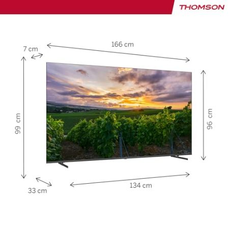 Thomson 75 Zoll (189 cm) QLED Fernseher Smart Android TV (WLAN, HDR, Triple Tuner DVB-C/S2/T2, Sprachsteuerung) – 75QA2S13-2023