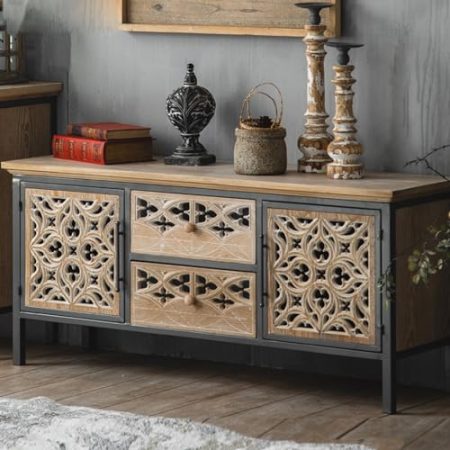 HJYryhyfddply Tv Schrank, Home-Entertainment-Center mit Stauraum, Rustikaler Tv-Konsolentisch mit Stauraum for Wohnzimmer Und Schlafzimmer (Landhausstil)