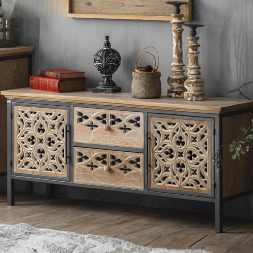 HJYryhyfddply Tv Schrank, Home-Entertainment-Center mit Stauraum, Rustikaler Tv-Konsolentisch mit Stauraum for Wohnzimmer Und Schlafzimmer (Landhausstil)