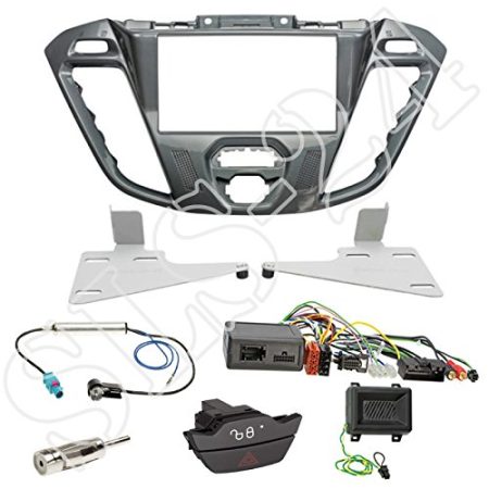 Autoradio 2-DIN Blende Nebula+ CAN-Bus Lenkradfernbedienungsadapter auf Multilead Radio+ Fakra Antennenadapter Phantomeinspeisung+ Ford Warnblinkschalter für Ford Transit/Tourneo Custom ab 11/12