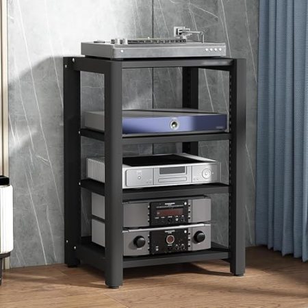 Generisch HiFi-Rack, Druckerregal, Plattenregal, 4/5-stufiger Audio-Rack-Tower, HiFi-Möbelsystem, Phono-Schrank mit verstellbarem Regal, Wohnzimmer-Rack, HiFi-Station, Lagerregal (Stil 2,85 x 50 x