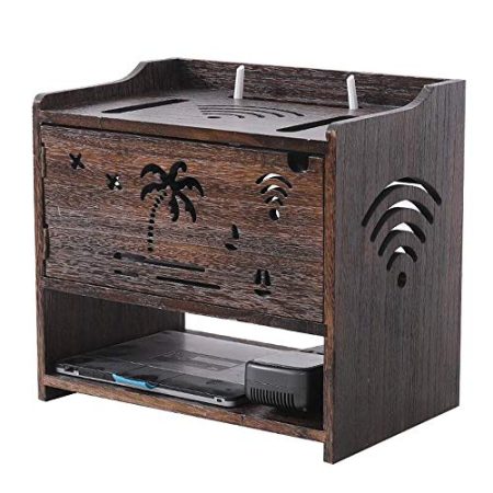 TV-Decken-Wandhalterungen WiFi-Router-Box Wandmontierte Draht-Aufbewahrungsboxen Multimedia-Zubehör Massivholz, 33 22 30,5 cm Funktionelles Aufbewahrungsregal