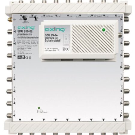 Axing SPU 916-09 SAT-Multischalter 16 Teilnehmer DiSEqC erweiterbar aktiv Quad-tauglich energiesparend (9 x 16)