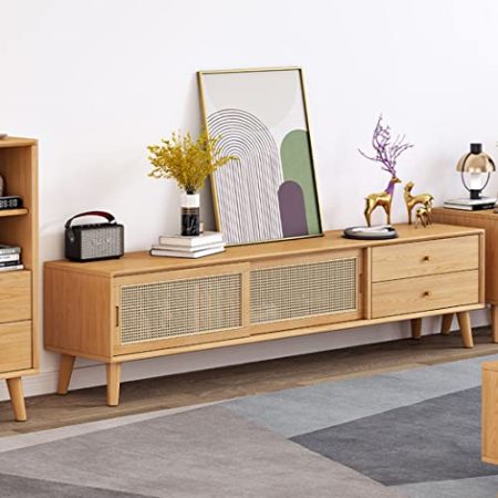 TV-Schrank aus Holz, TV-Ständer, TV-Konsole, Medien, einfache Kabelbox, Spielkonsolen, modernes, minimalistisches Unterhaltungszentrum, TV-Einheit, Schrank für Wohnzimmer, Schlafzimmer, Büro The New