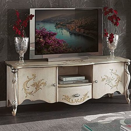 TV-Schrank 2 Türen 1 Schublade mit Stauraum aus Massivholz im klassischen Stil