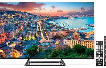 Tele System PALCO32 FL13 TV-Design Rahmenlos, dualer terrestrischer und Satelliten-Tuner, H.265/HEVC 10bit-Hunderte von internationalen HD-Kanälen-Standard und seniorenfreundliche Fernbedienungen
