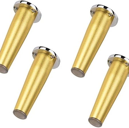 Verstellbare Möbelbeine, 7,6 cm - 20,3 cm, Edelstahl, Metall, Sofa-Bein, TV-Ständer, Schrank, Hardware-Zubehör, Silber/Goldkegel, 4 Stück, mattiertes Gold