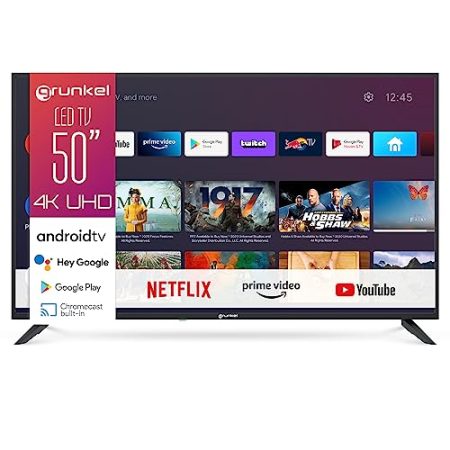 Grunkel LED502GOO Smart TV mit 127,7 cm (50 Zoll), Google Chromecast mit 4K Ultra HD-Panel-Display, WLAN und Smart-TV. Geringer Stromverbrauch und automatische Abschaltung, 127 cm, Modell 2022