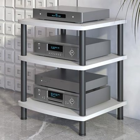 Video-Medienständer, AV-Audio-Rack, Rahmen aus Kohlenstoffstahl, offenes Stereo-Schrank, modernes TV-Regal, hölzerner Medien-Aufbewahrungsschrank, für DVD-Player, TV-Zubehör (schwarz, 2 Eben