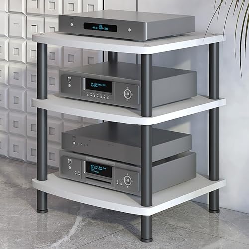 Video-Medienständer, AV-Audio-Rack, Rahmen aus Kohlenstoffstahl, offenes Stereo-Schrank, modernes TV-Regal, hölzerner Medien-Aufbewahrungsschrank, für DVD-Player, TV-Zubehör (schwarz, 2 Eben