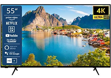 TELEFUNKEN XU55SN550S 55 Zoll Fernseher/Smart TV (4K Ultra HD, HDR, Triple-Tuner, Dolby Atmos) - Inkl. 6 Monate HD+ [2023], Schwarz