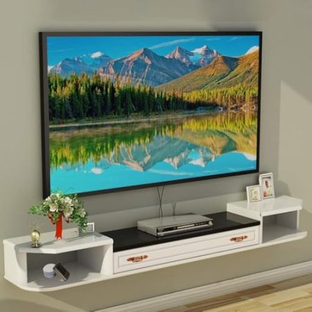ZHENCHAO Schwebender TV-Ständer, Wandhalterung, TV-Schrank, Schlafzimmer, Wohnzimmer, Wandregal, Router, Set-Top-Box, DVD-Player, Lagerregal, multifunktionales Ausstellungsregal, TV-Ständer