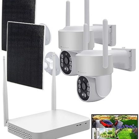 VisorTech Überwachung Kamera außen: Funk-Überwachungsset Festplatten-Rekorder + 2X 2K-Pan-Tilt-Kamera, App (Überwachung Kamera Set, Überwachung Kamera Set außen, Bewegungsmelder)