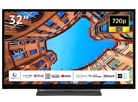 Toshiba 32WK3C63DAW 32 Zoll Fernseher/Smart TV (HD Ready, HDR, Alexa Built-In, Triple-Tuner, Bluetooth) - Inkl. 6 Monate HD+ [2023], Schwarz