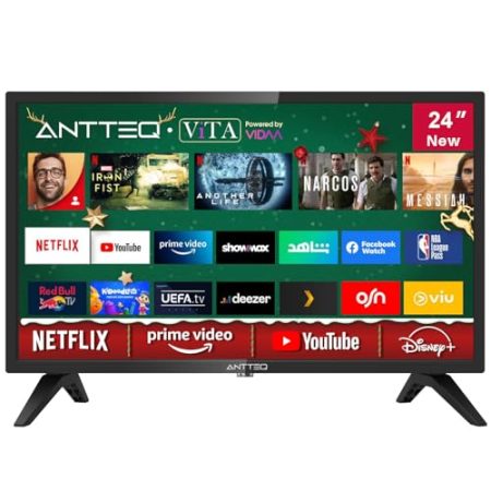Antteq AV42F3 Fernseher 42 Zoll (106 cm) Smart TV mit Netflix, Prime Video, Rakuten TV, DAZN, YouTube, UVM, WiFi, Triple-Tuner DVB-T2 / S2 / C