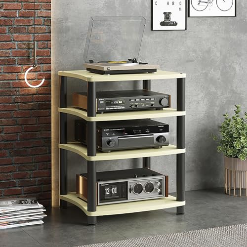 4-stöckiger AV-Medienständer, Audio-Rack, CD-Player-Ständer, Stereo-Komponenten-Aufbewahrung, Hifi-Racks und Ständer, Audio-Rack-Schrank, for Wohn-, Gaming- und Aufnahmeräume, 60 x 48 x 88 cm ( Color