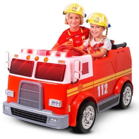 Actionbikes Motors Kinder Elektroauto Feuerwehr LL911 | 2.4 Ghz Fernbedienung - 24 Volt 5 AH Batterie - 2 Motoren 24V 45Watt - Elektro Auto für Kinder ab 3 Jahre (Rot)