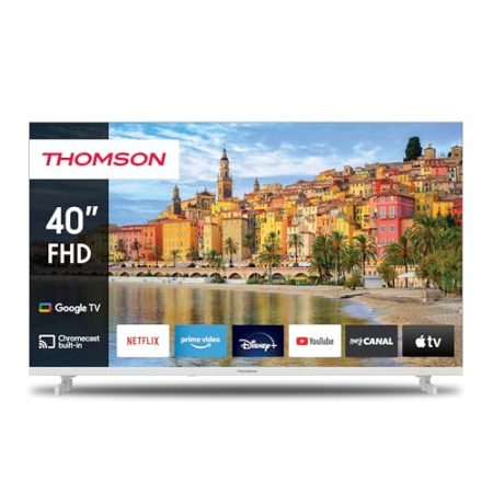 Thomson 40 Zoll (101cm) Google TV FHD Weiß, Sprachsteuerung Triple Tuner Smart TV - 40FG2S14W - 2024