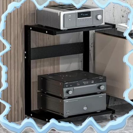 ILOOXI Audio Rack HiFi Regal, Audio-Video-Medienständer 2 3 Etagen HiFi-Rack AV-Regal, HiFi-Audioschrank, Audio-Rack-Schrank, Für Verstärker/Player/TV-Zubehör(Black,2 Tier-50x40x60cm)