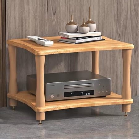 Audio-Regal, Medienständer aus Holz, bodenstehend, Projektor-AV-Medien-Aufbewahrungsschrank, Entertainment-Center-TV-Ständer, unterstützt Spielkonsole/Kabel-TV-Box/TV-Zubehör (Holzfarbe, 23,6 x