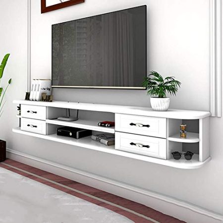 JDHJ Wand-TV Schrank, Kleinen Wohnung Wohnzimmer Schlafzimmer Set-Top-Box-Rack, Wand-DVD-Player Regal, Massivholz-Material (Farbe : B, Größe : 150cm)