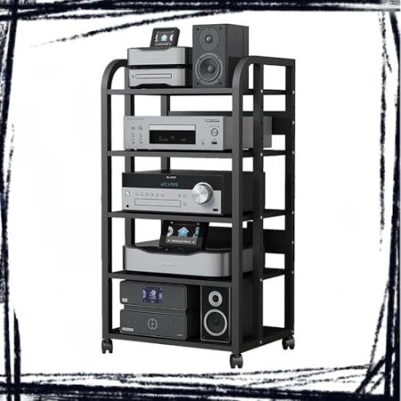 ILOOXI HiFi-Rack AV-Regal 5-lagiger HiFi-Audioschrank TV Regal Möbel, Audio-Rack-Schrank Für Verstärker/Player/TV-Zubehör ﻿