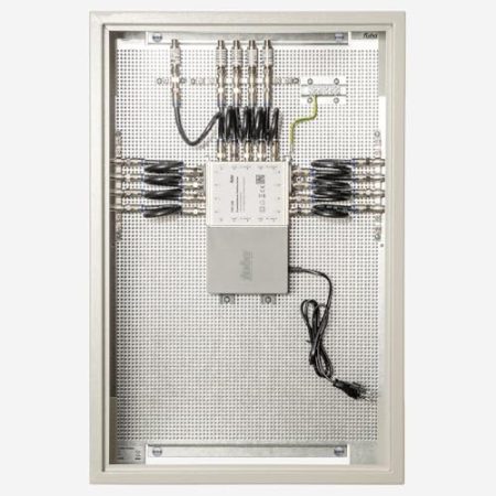 Fuba FMP 508 SL Multischalter-Paneel | Multischalter 8 Teilnehmer, EIN Satellit, komplett vormontiert im Montageschrank - mit Erdung, Potentialausgleich und Überspannungsschutz, EN/VDE-konform