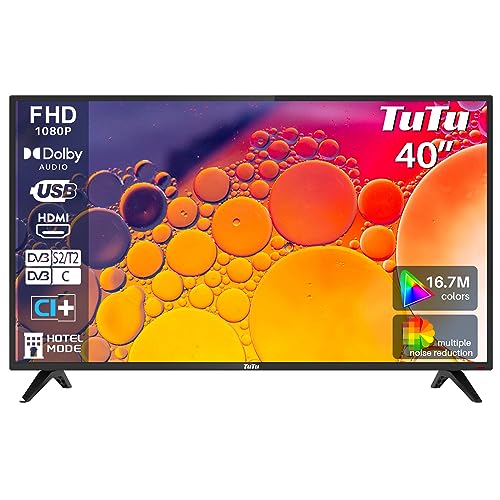 TuTu TUB40FF1N 40 Zoll Fernseher LED TV Full HD Triple Tuner (DVB-T/T2-C-S/S2) HDMI USB Hotelmodus (2023)