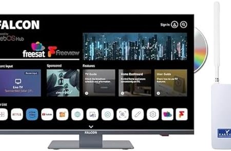 Falcon WebOS Smart FHD Camping-TV und mobiler Booster-Internet-Router ist eine kombinierte Lösung mit Freeview Play, Netflix, Prime Video, Disney+, YouTube und mehr (22” WebOS SMART Combo Bundle)