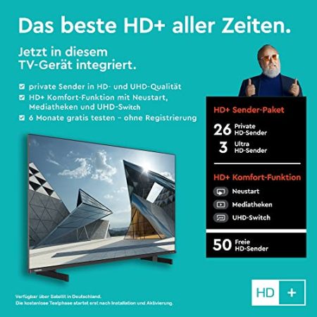 Toshiba 43QL5D63DAY 43 Zoll QLED Fernseher/Smart TV (4K Ultra HD, HDR Dolby Vision, Triple-Tuner, Bluetooth, Sound by Onkyo) - Inkl. 6 Monate HD+