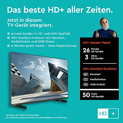 Toshiba 43QL5D63DAY 43 Zoll QLED Fernseher/Smart TV (4K Ultra HD, HDR Dolby Vision, Triple-Tuner, Bluetooth, Sound by Onkyo) - Inkl. 6 Monate HD+