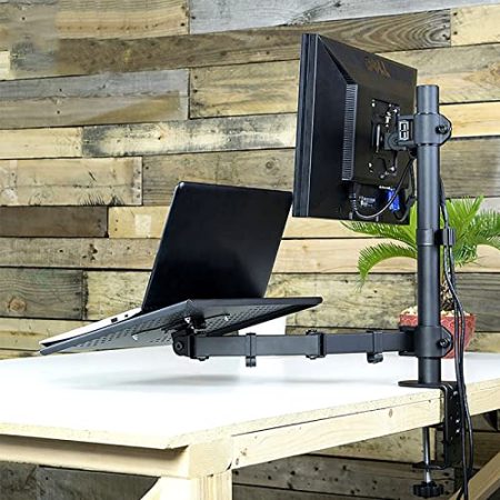 VSULZVNU TV-Ständer, universeller Monitor- und Laptop-Ständer, höhenverstellbarer Monitorständer für LCD-Computer-Bildschirme von 25,4 cm bis 68,6 cm, Laptop bis 35,6 cm, kann enthalten