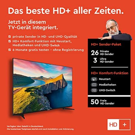 Telefunken QU55K800 55 Zoll QLED Fernseher/Smart TV (4K UHD, HDR Dolby Vision, Triple-Tuner, Bluetooth, WLAN, Netflix, uvm) - Inkl. 6 Monate HD+