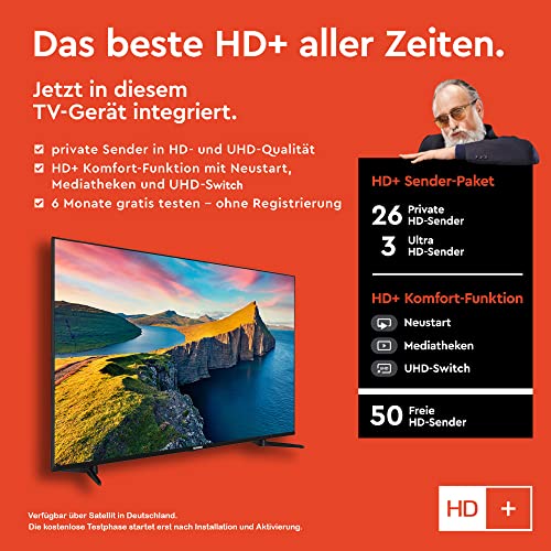 Telefunken QU55K800 55 Zoll QLED Fernseher/Smart TV (4K UHD, HDR Dolby Vision, Triple-Tuner, Bluetooth, WLAN, Netflix, uvm) - Inkl. 6 Monate HD+