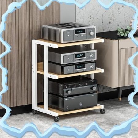 ILOOXI Audio Rack HiFi Regal, Audio-Video-Medienständer 2 3 Etagen HiFi-Rack AV-Regal, HiFi-Audioschrank, Audio-Rack-Schrank, Für Verstärker/Player/TV-Zubehör(White,3 Tier-50x40x70cm)