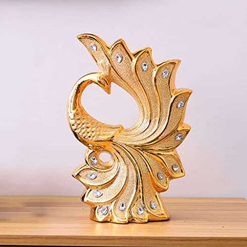 Europäischen Stil Gold Keramik Vase Künstliche Blume TV Schrank Wohnzimmer Ornamente Pfau Vasen Hause Dekoration Zubehör