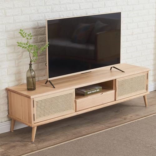 TV-Schrank aus Massivholz, Massivholz-Farbe, Wohnzimmer, hoher und niedriger TV-Schrank, Rattan-TV-Schrank, Wohnzimmer, Schlafzimmermöbel, Gasthaus und B & B kleine Wohnung, Kombi-Set