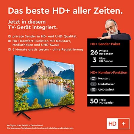 TELEFUNKEN XU43L800 43 Zoll Fernseher/Smart TV (4K UHD, Alexa Built-In, Triple-Tuner) - Inkl. 6 Monate HD+