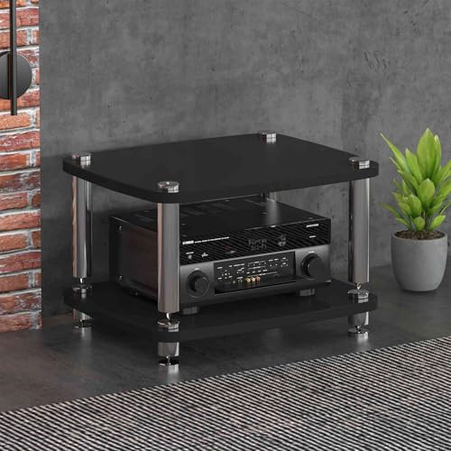 4-stöckiges Entertainment-Stereo-Komponentenregal mit reichlich Ablagefläche für Wohnzimmer, Gaming-Aufnahmeraum, ideales Gaming-Regal für Plattenspieler und Zubehör