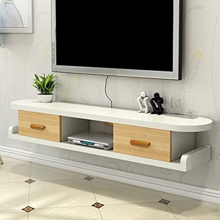 TV Board HäNgend, Kabelloch-Design-Wand-Tv-Schrank Medienkonsole Mit 2 Flip-Schubladen, Platzsparend Im Wohnzimmer/D / 140cm