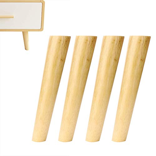 NZpost Holzmöbel-Sofabeine, Couchtisch, TV-Schrank, Holztischbeine, konische, zuverlässige Möbelschrankbeine, Gegenbett, Plus Stützpolster-Zubehör (Neigung 10 cm)