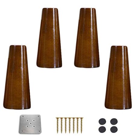 Generisch Walnussfarbene Küchenmöbelbeine, Massivholz-Ersatzschrankfüße, vertikale runde Sofafüße, Stuhl/Sofa/Ottomane/Couchtisch/Bett/TV/Kommode-Zubehör, mit Montageplatten (60 cm)