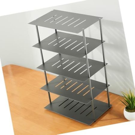 IMUNKT Tisch-Beamer Ständer, Audio Rack, HiFi Regal Medienständer, 2-Etagen Offenes Router-Regal, Aluminium, Plattenspieler/Spielekonsole/Kabelbox/TV Zubehör Ständer(Grey,27x18.5x53.5cm)