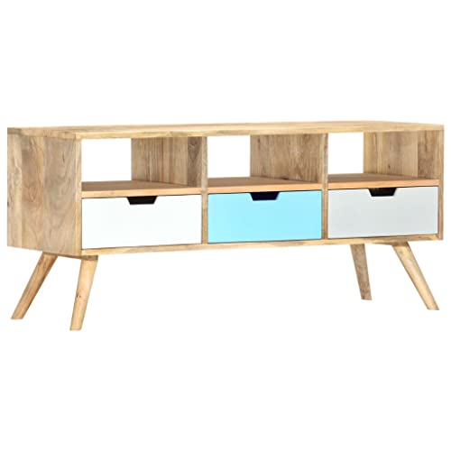 VACARX TV-Schrank, 110 x 35 x 48 cm, Mangoholz, Artikelfarbe: Braun und mehrfarbig