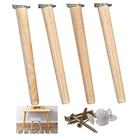 Tischbeine aus massivem Buchenholz, 4 Stück, neigbar, konisch, Sofa-Ersatzbeine für Tisch, Schrank, Couchtisch, Bank, TV-Schrank, inklusive Zubehör, höhenverstellbar von 5, 70 cm, 40 cm Länge