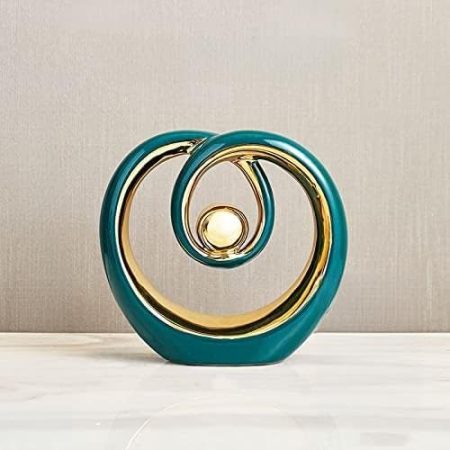 xuejuanshop Feng Shui Ornamente Figuren for Innenraum Wohnzimmer Schreibtisch Keramik Dekoration Zubehör Statue Skulptur (Color : Gold)