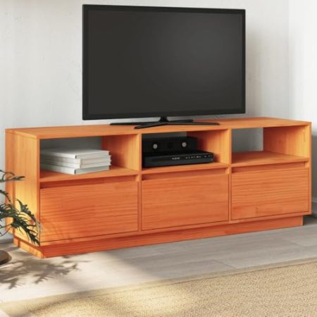 AJJHUUKI Outdoor Möbel TV Schrank Wachs Braun 140x37x50cm Massivholz Kiefer Möbel