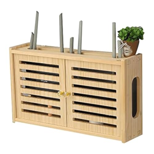XMWOEIX Aufbewahrungsständer für WiFi-Router aus Massivholz, Dehnschraube zur Befestigung von Wandregalen, Abschirmbox, Set-Top-Box-Regal für TV-Zubehör