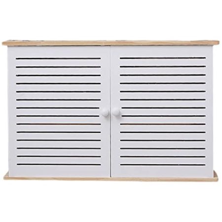 Große wandmontierte Router-Aufbewahrungsbox, 2-lagig, schwebendes Regal für TV-Zubehör, mit Kabelmanagement, WiFi, dekorative Box-Halterung (Größe: 45 x 10,5 x 52 cm)