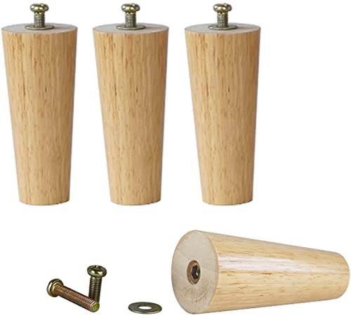 4 Stück Sofa-Holzfüße, Massivholz-Möbelbeine, Sofa-Beine, M8-Bolzen-Möbelfüße, TV-Schrankbeine, Stützfüße, Tischbeine, Ersatz für Couch-Sessel-Bett-Hardware-Zubehör (Größe: 14,5 (Holzfarbe)